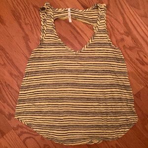 Yellow and grey striped tank top